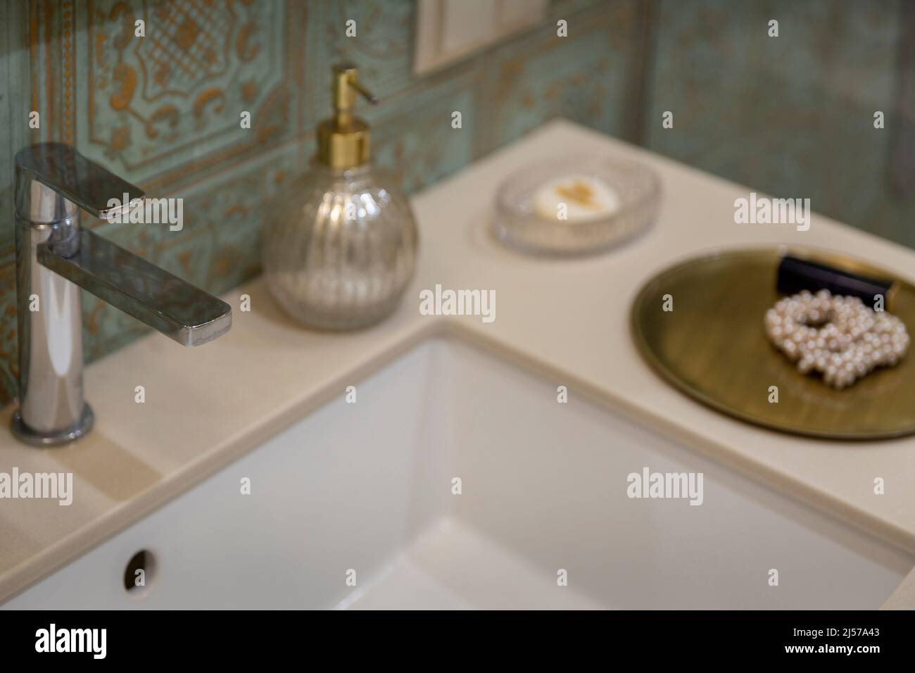 Interior design of bathroom in luxury apartment Stock Photo - Alamy