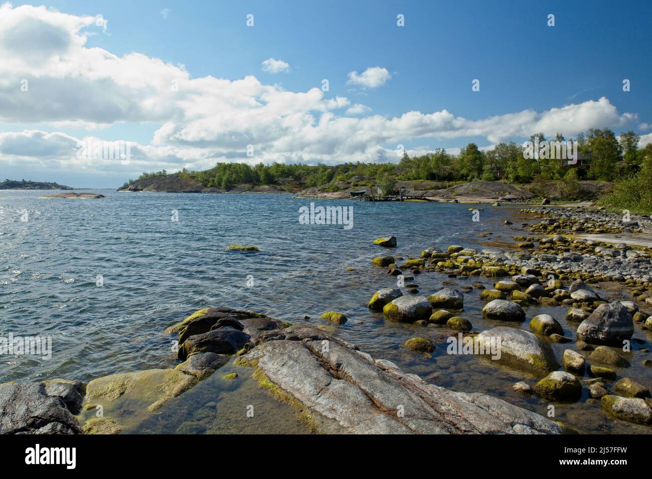 Rocky seashore on the island of Björkö, Archipelago of Korpo, Finland ...