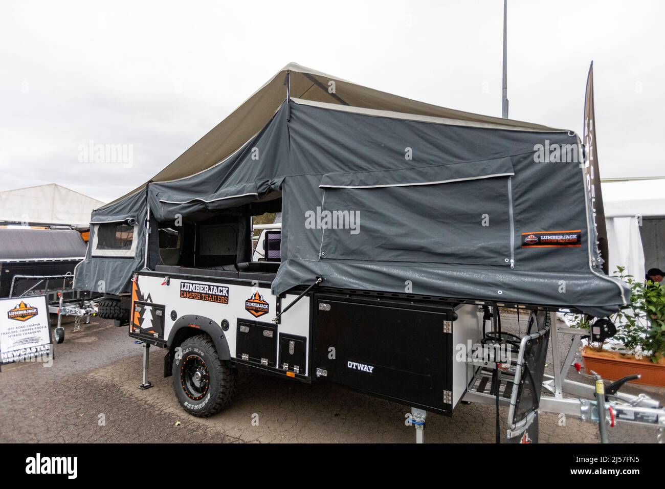 Forward Fold off road camper trailer at the sydney caravan and camping show,NSW,Australia Stock