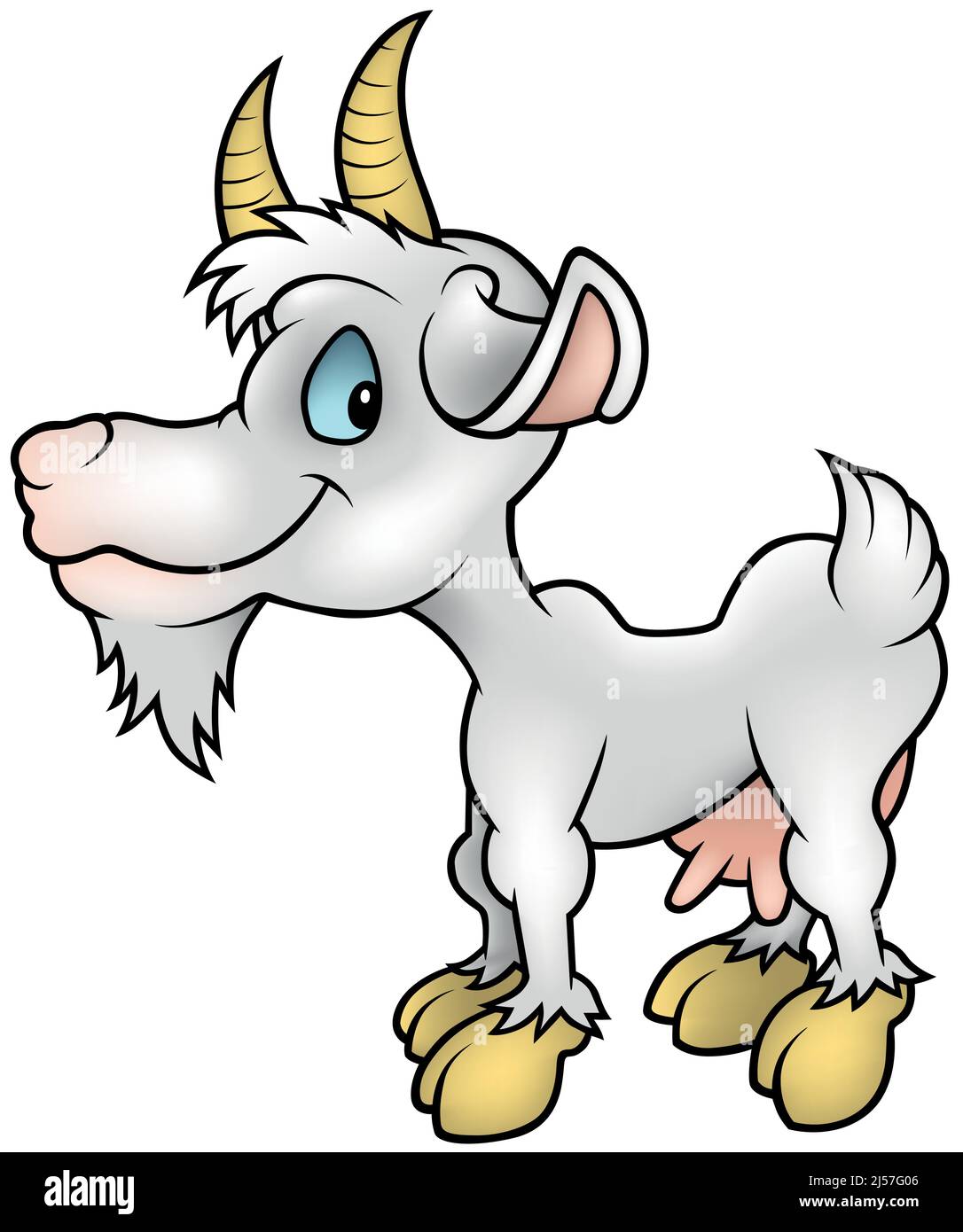 White Horned Goat with Blue Eyes Stock Vector Image & Art - Alamy
