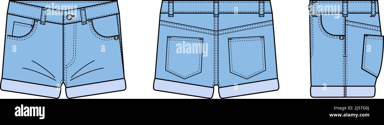 Denim short pants vector template illustration Stock Vector Image & Art ...