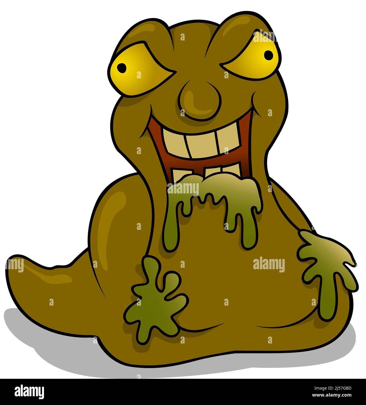 Brown-green Garbage Monster with Green Slime Stock Vector