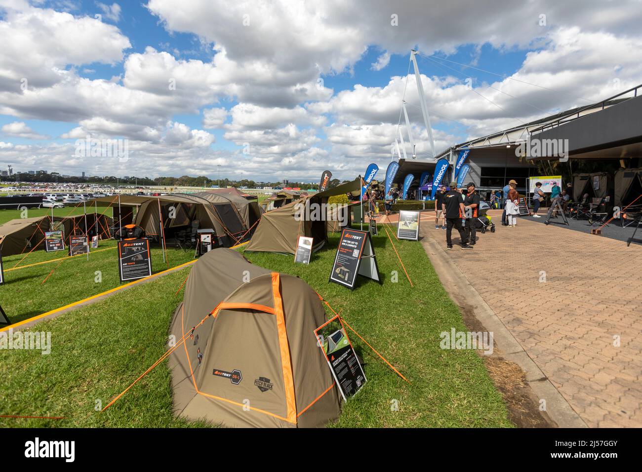 Tents and swags on display at a Sydney outdoor lifestyle and camping