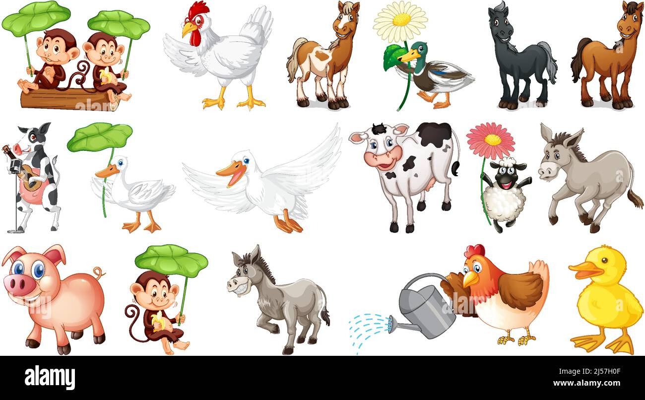Wild animals on white background illustration Stock Vector Image & Art ...
