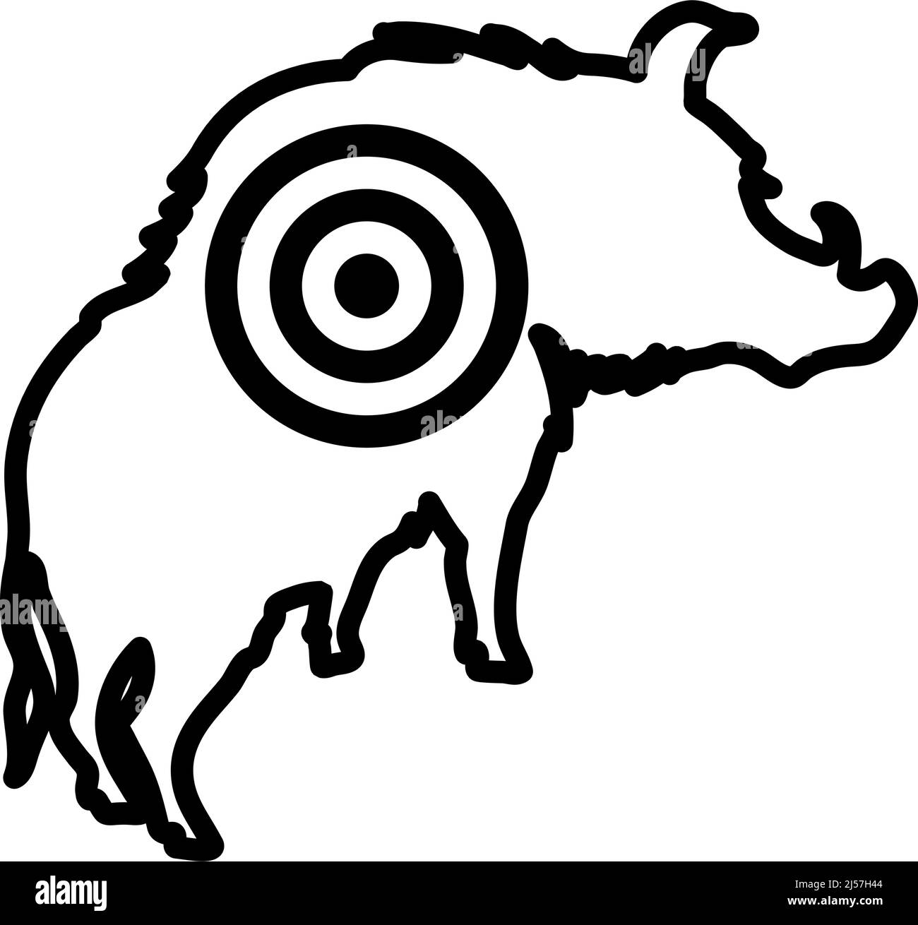 Icon Of Boar Silhouette With Target. Bold outline design with editable stroke width. Vector Illustration. Stock Vector