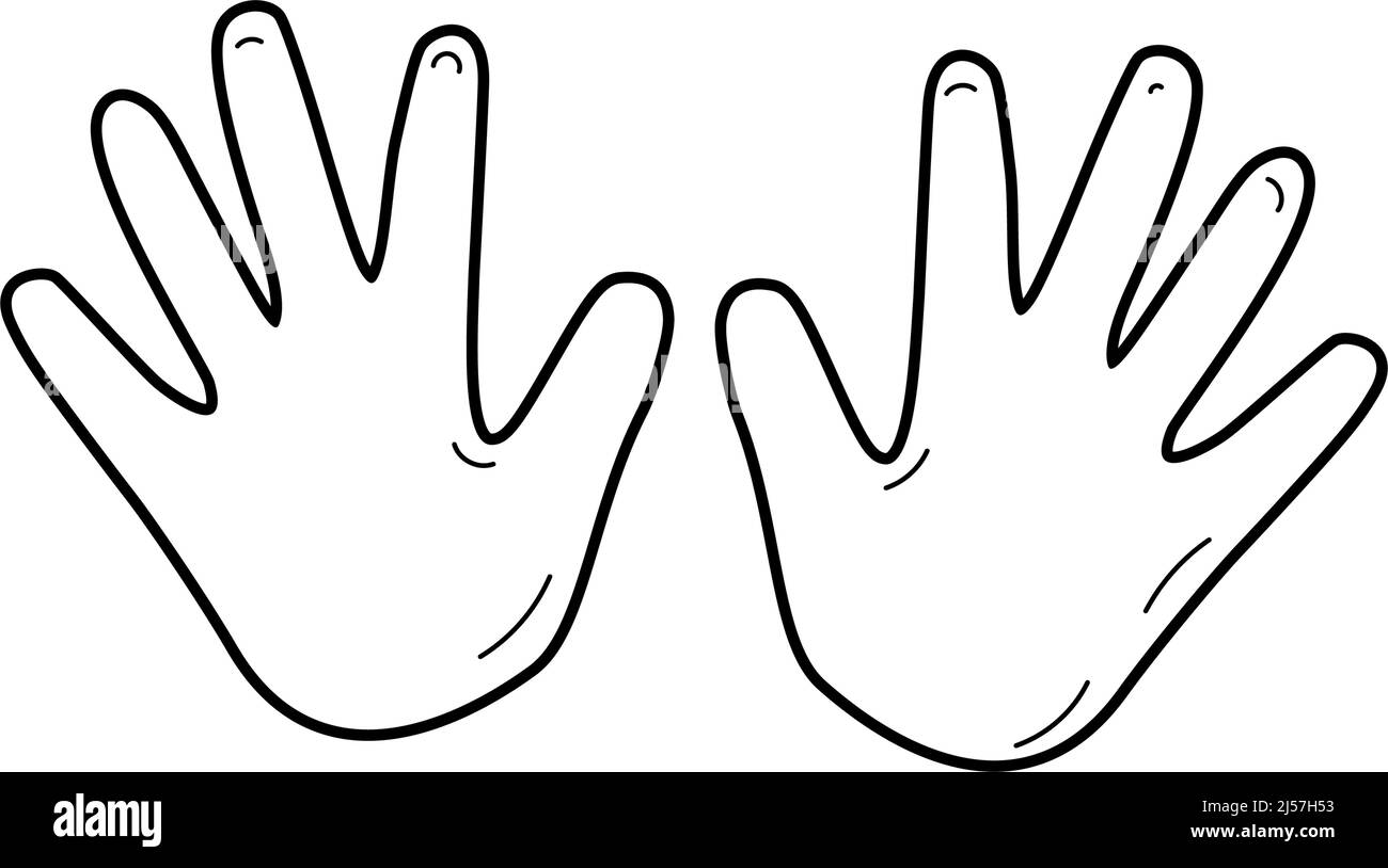 The outline of a person's palms. A hand-drawn doodle sketch element ...