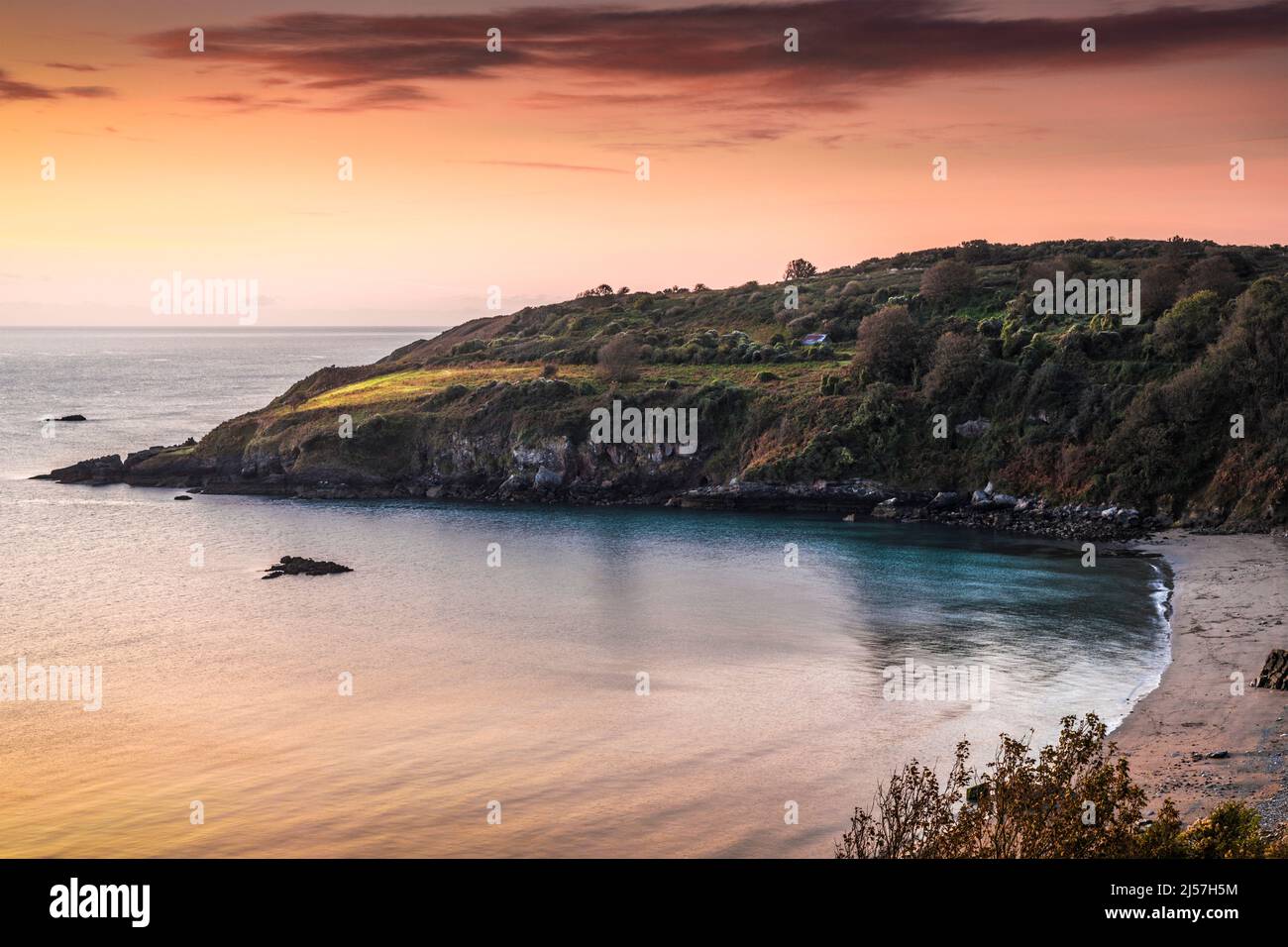 View from the South West Coast Path over St.Mary's Bay in south Devon. Stock Photo
