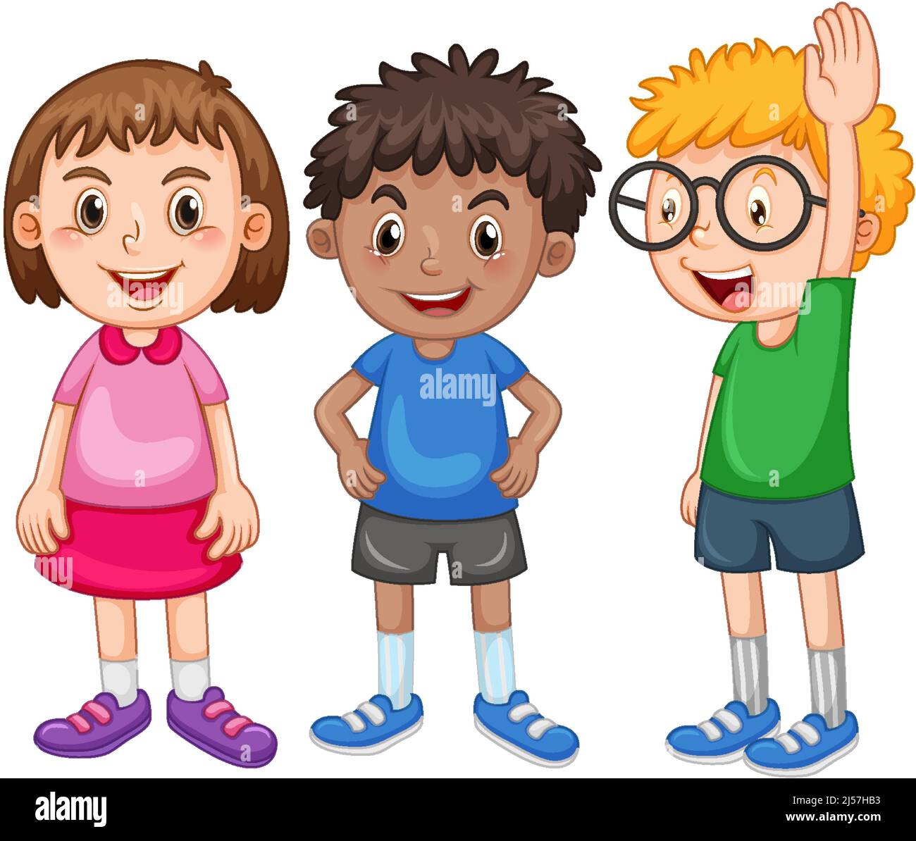 Three happy kids standing illustration Stock Vector Image & Art - Alamy Three happy kids standing illustration Stock Vector Image & Art - Alamy
