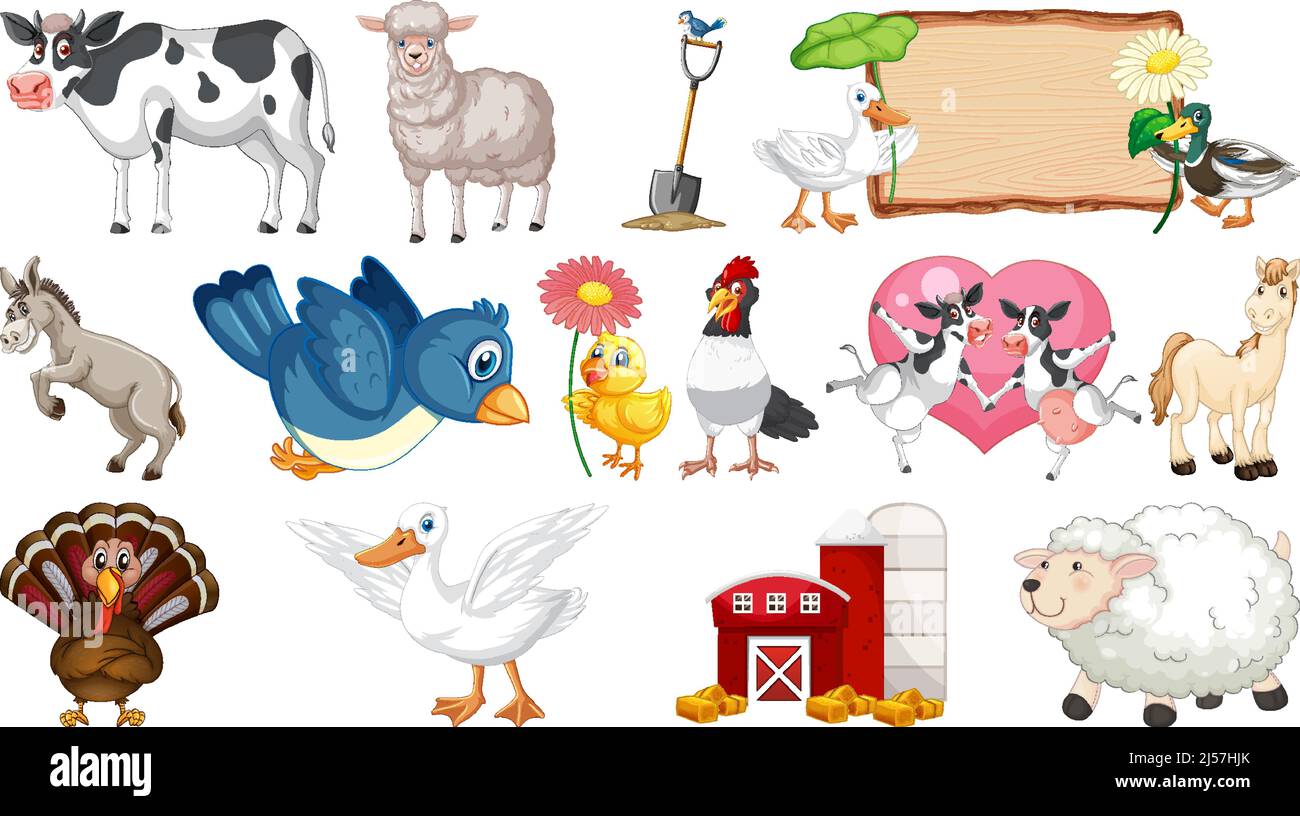Farm animals and barn illustration Stock Vector Image & Art - Alamy