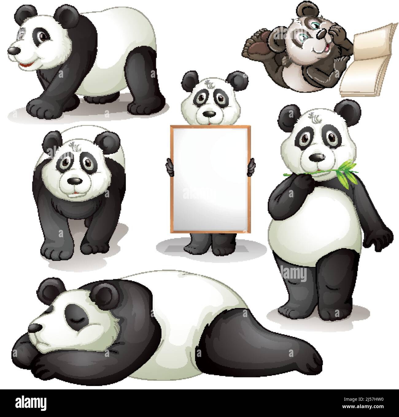Cute animals cartoon set on white background illustration Stock Vector ...