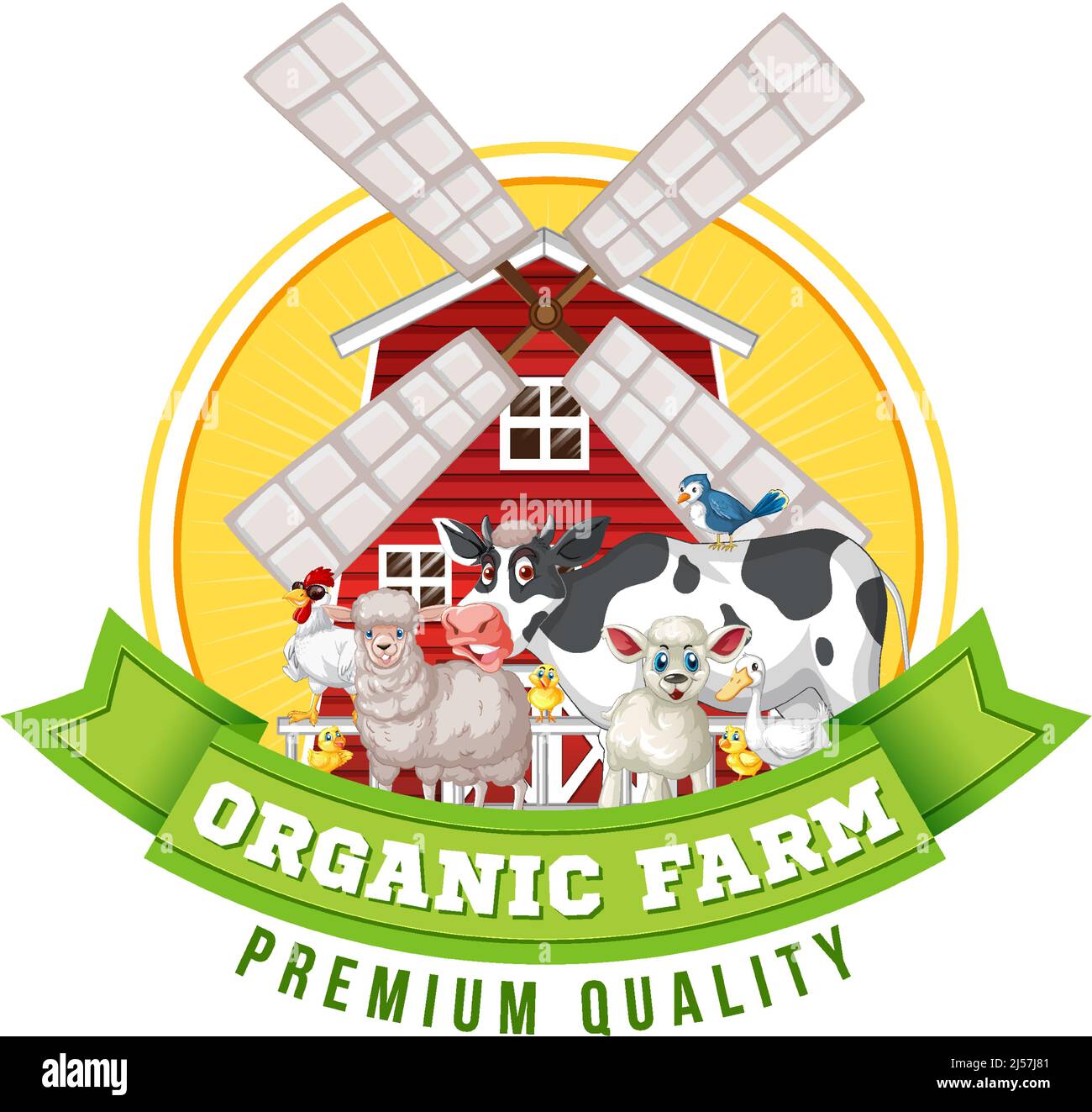 Logo design with words organic farm illustration Stock Vector Image ...