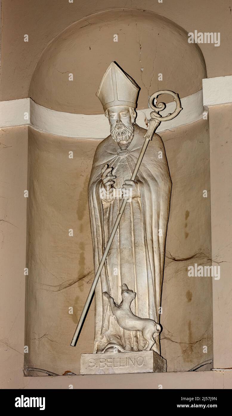 San Bellino  - marmo - XVIII secolo - Bergantino (Ro) , Italia,chiesa parrocchiale di S.Giorgio Stock Photo