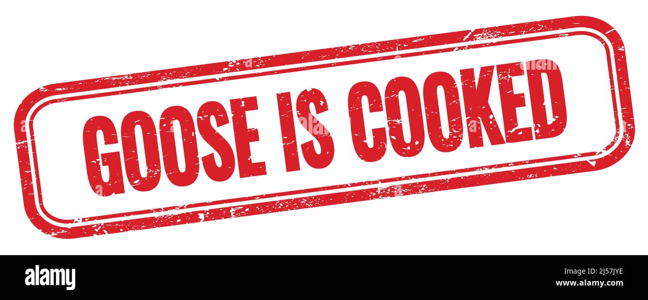 GOOSE IS COOKED text on red grungy rectangle stamp. Stock Photo