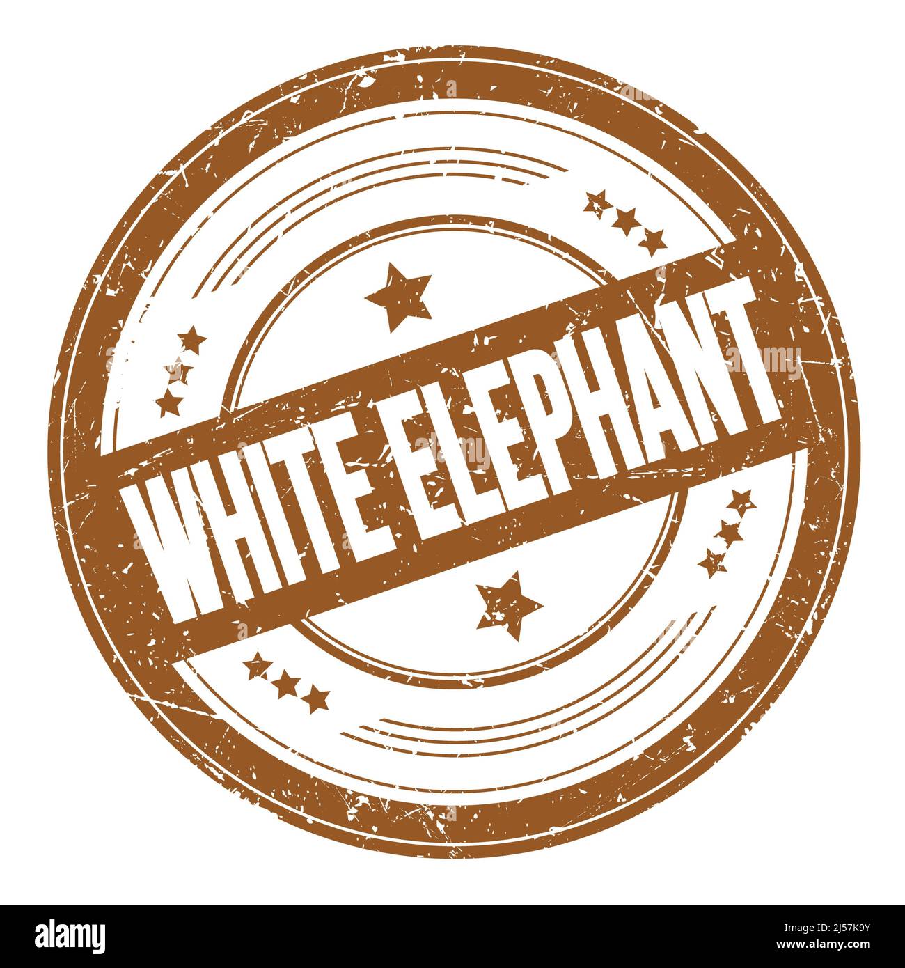 White Elephant Lettering WHITE ELEPHANT text on brown round grungy texture stamp Stock Photo - Alamy