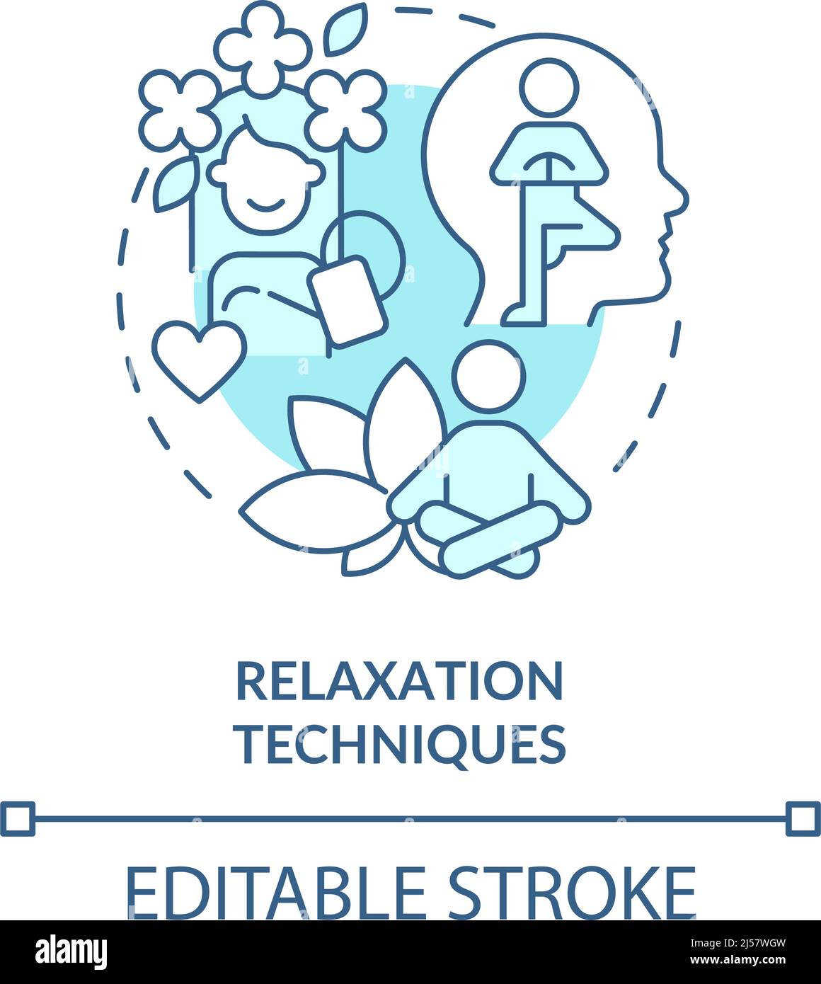Relaxation techniques turquoise concept icon Stock Vector Image & Art ...