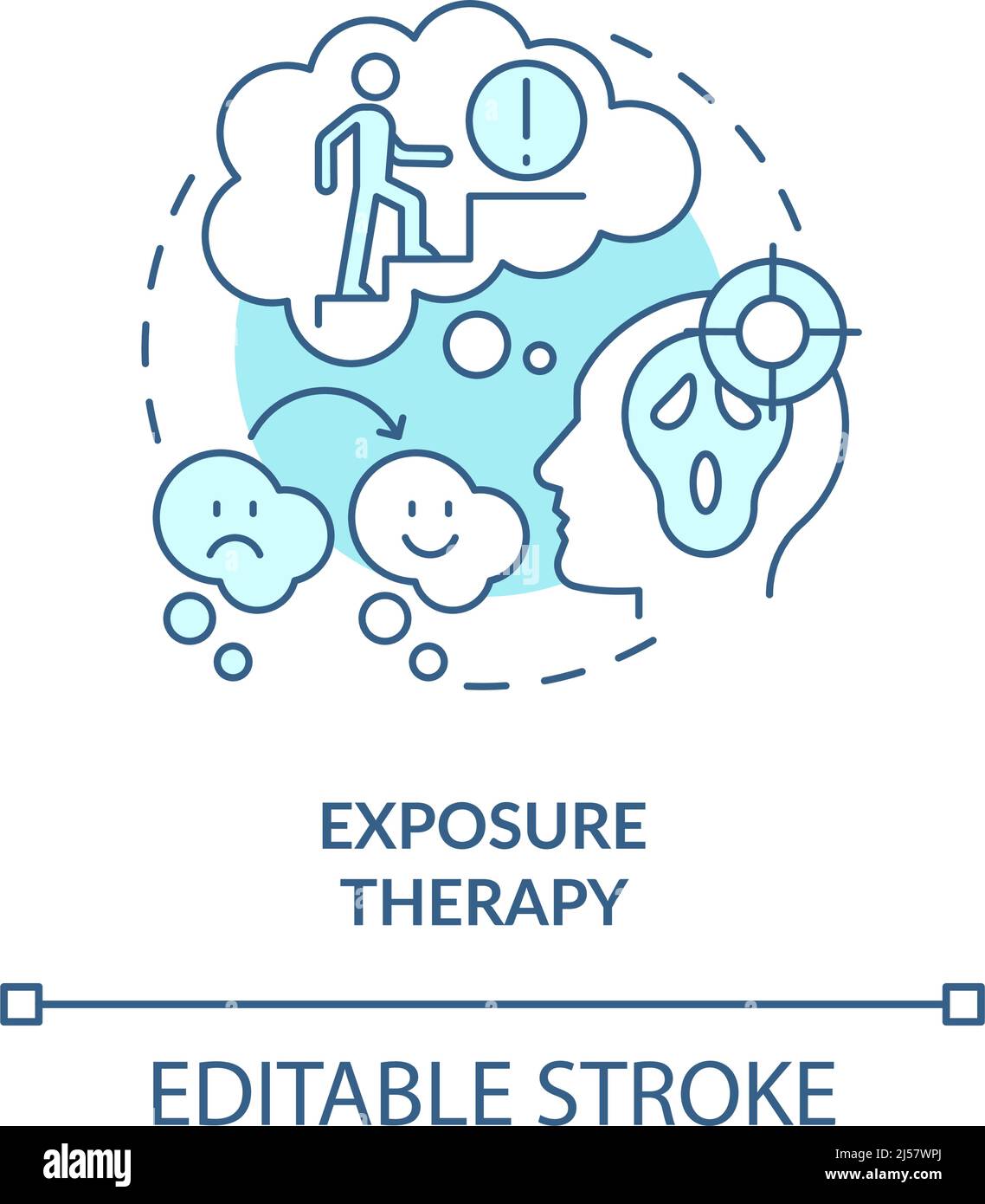 Exposure therapy turquoise concept icon Stock Vector