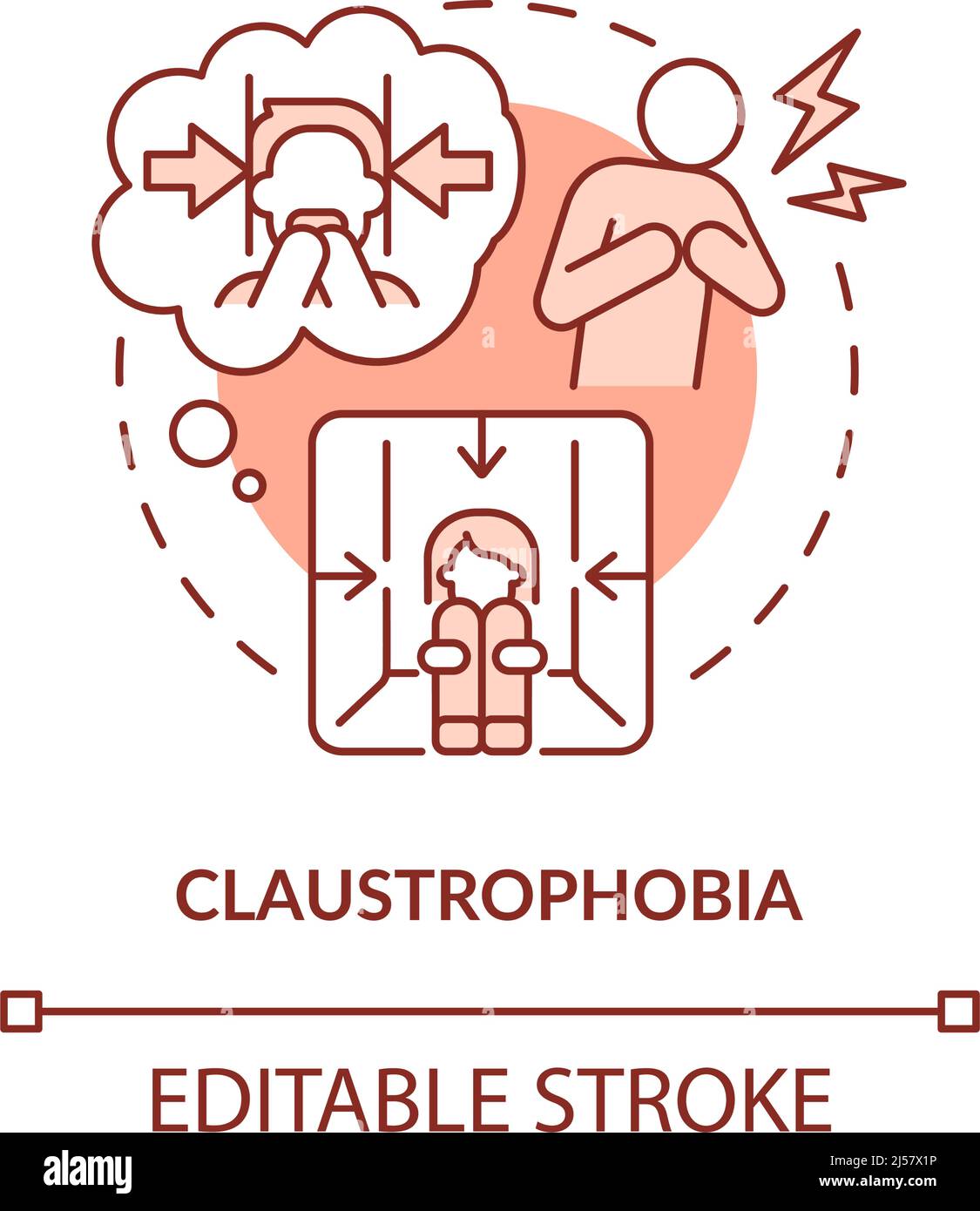 Claustrophobia red concept icon Stock Vector