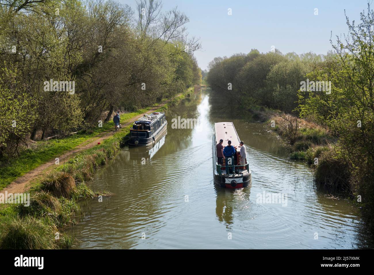 Narrowboat on the Kennet and Avon canal, Marsh Benham, near Newbury, Berkshire, England, United Kingdom, Europe Stock Photo