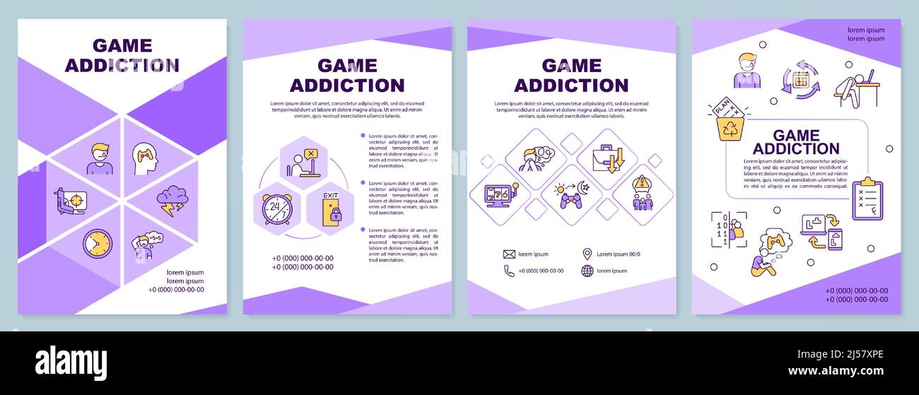 Game addiction purple brochure template Stock Vector Image &amp; Art - Alamy