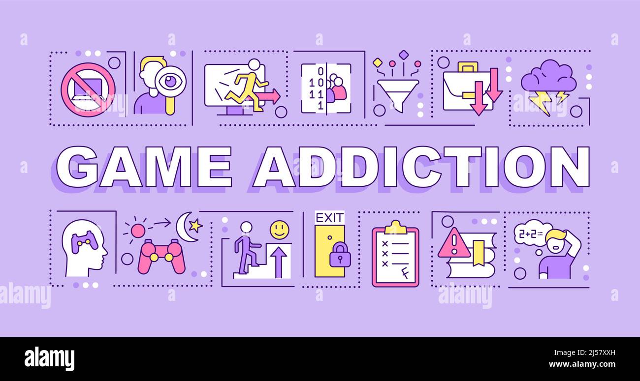 Game addiction word concepts purple banner Stock Vector Image & Art Alamy
