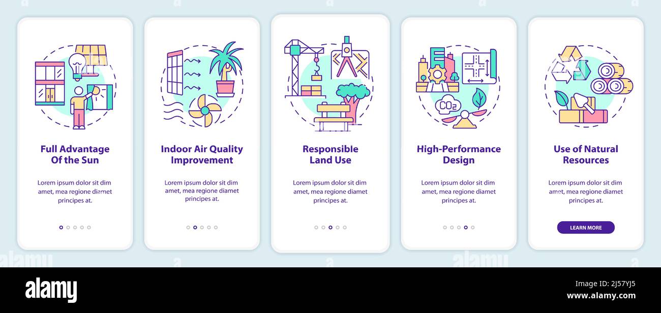 Sustainable architecture principles onboarding mobile app screen Stock ...