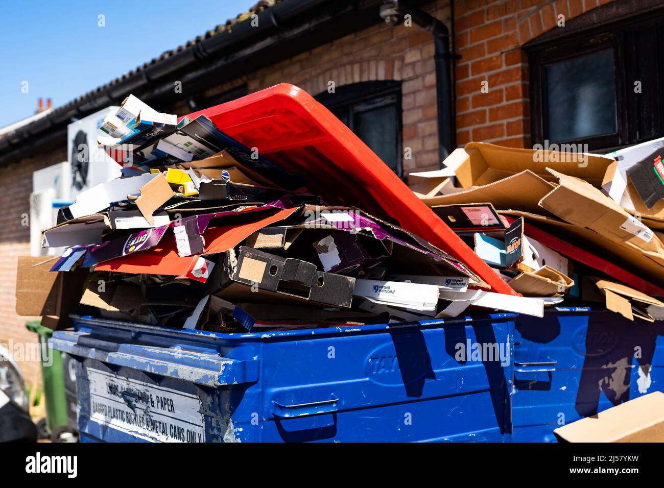 Woodbridge Suffolk UK April 20 2022 Overflowing commercial rubbish