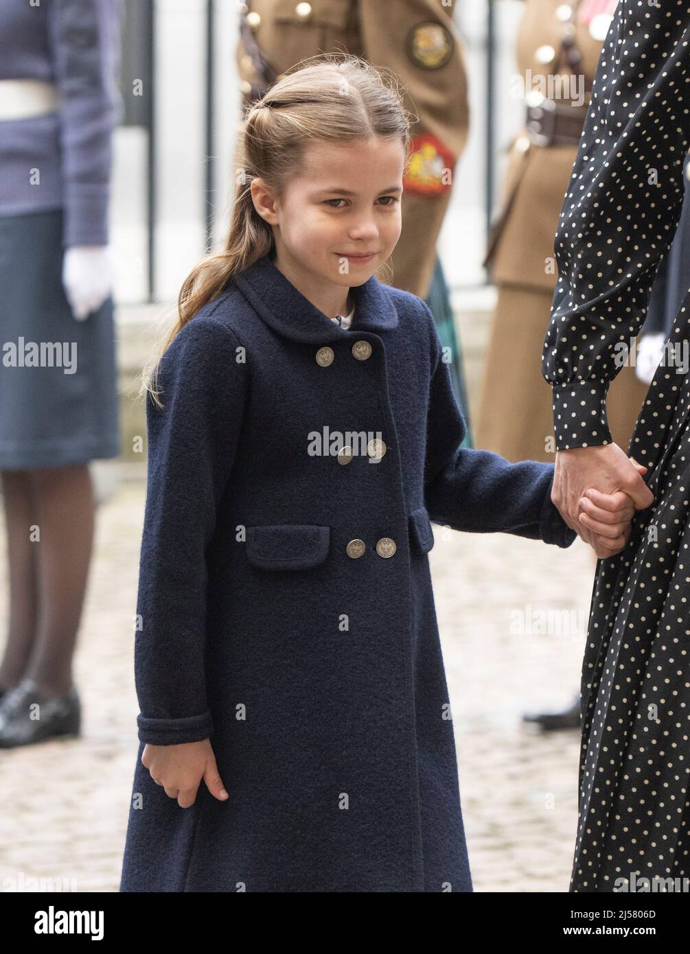 London, UK. 29 March, 2022.  Princess Charlotte attends a memorial service for Prince Philip, Duke of Edinburgh at Westminster Abbey in London.  Credi Stock Photo
