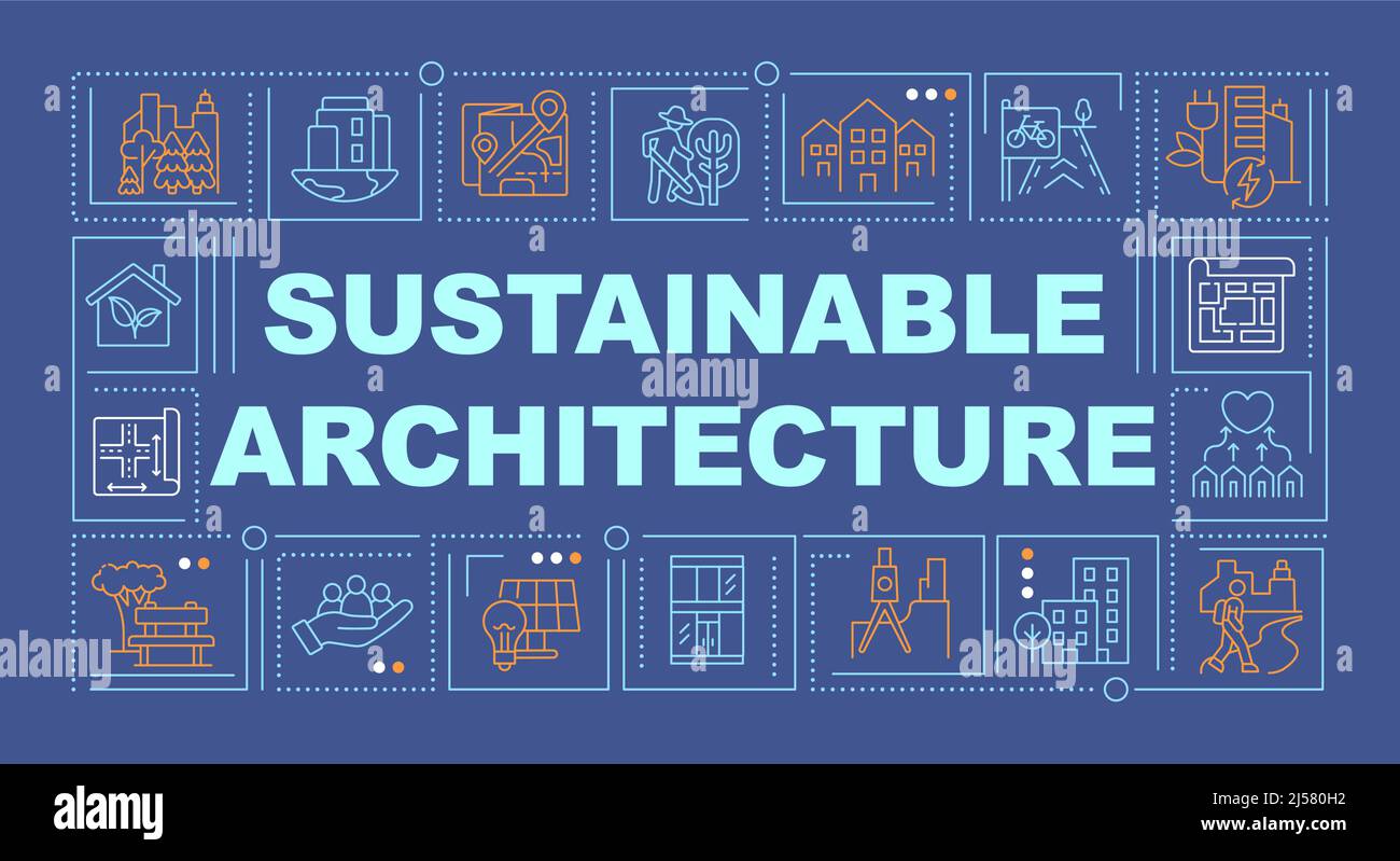 Environmental architecture word concepts dark blue banner Stock Vector