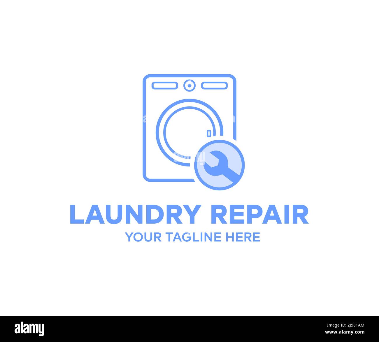 Laundry repair, dryer, washing machine logo design. Repair service washing machine vector design and illustration. Stock Vector