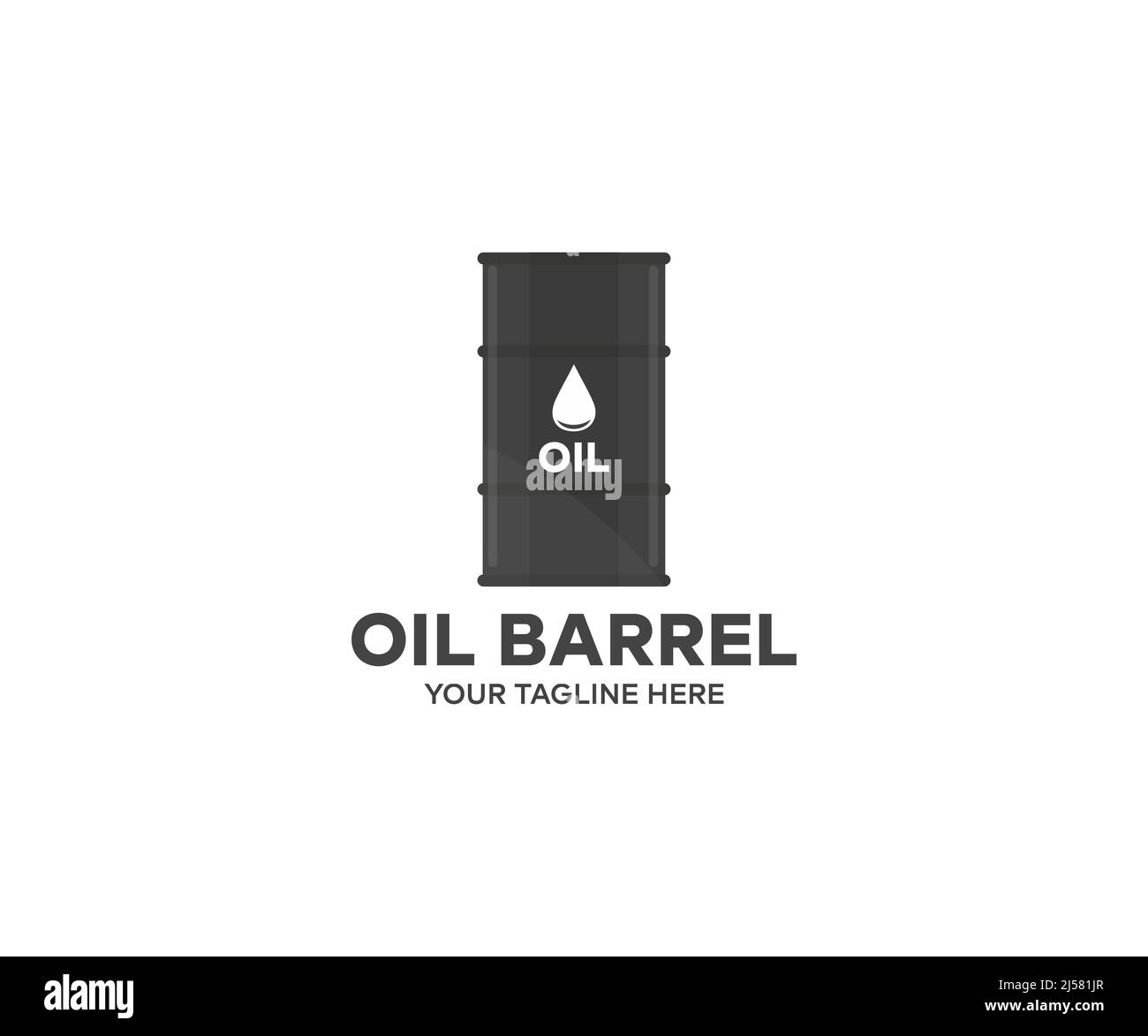 Oil drum container logo design. Black Metal Oil Barrel vector design and illustration. Stock Vector