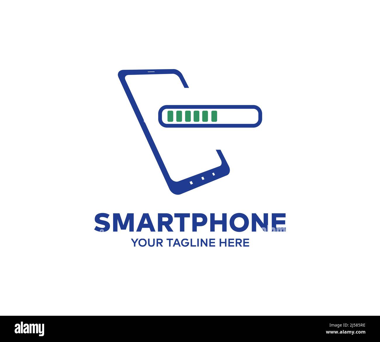 Smarthpone charging battery logo design. Charging phone vector design and illustration. Stock Vector