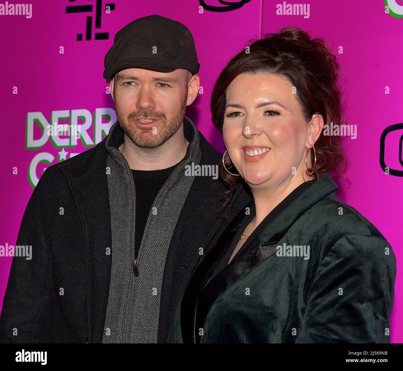 Creator and writer Lisa McGee with director Michael Lennox at the premiere of Derry Girls Season 3 in Derry, Londonderry, Northern Ireland, 7 April 2022. ©George Sweeney / Alamy Stock Photo Stock Photo