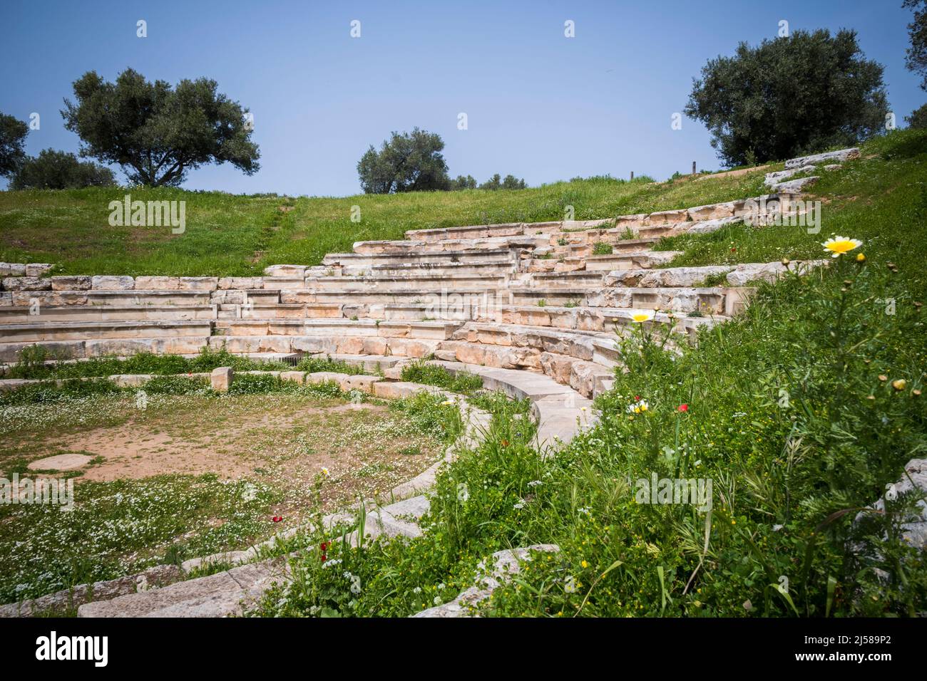 Aptera ruins of ancient theatre in Crete Stock Photo
