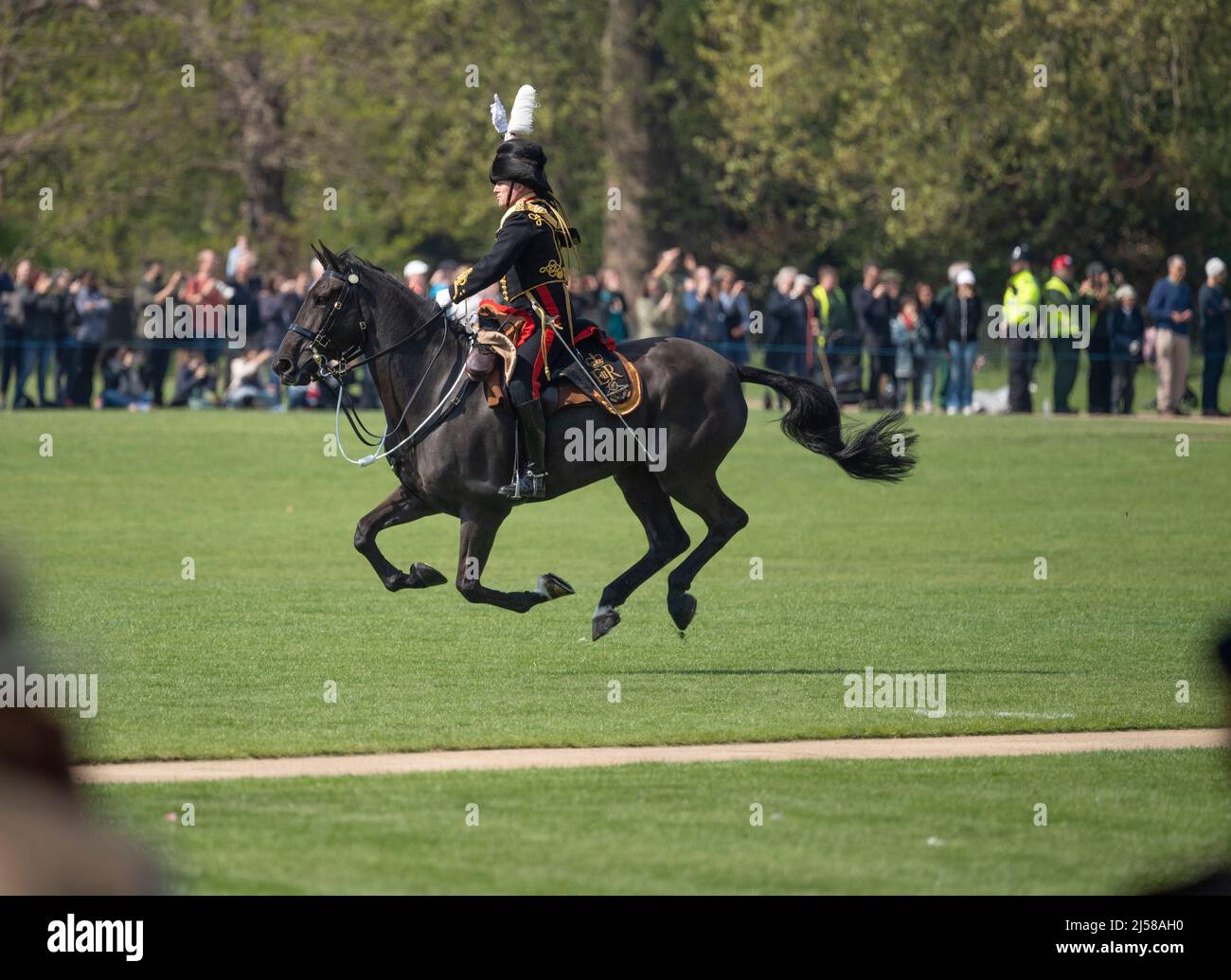Hyde Park, London, UK. 21 April 2022. The King’s Troop Royal Horse