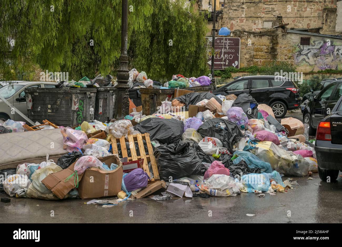 Rubbish, bin, rubbish container, Palermo, Sicily, Italy Stock Photo Alamy