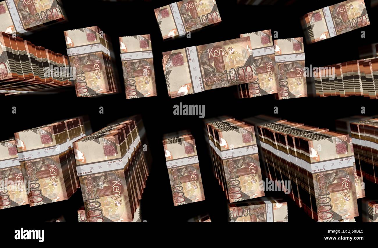 Kenyan Shilling money pack 3d illustration. KES banknote bundle stacks ...