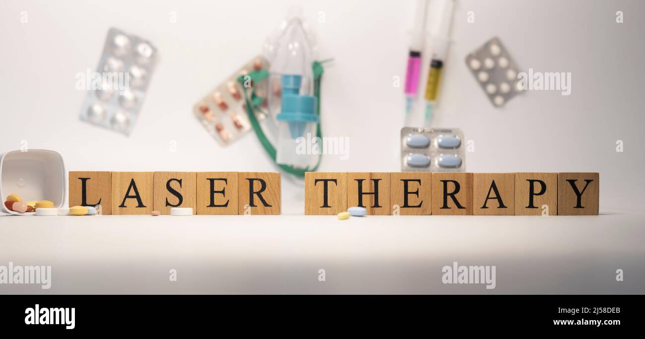 laser therapy was created from wooden cubes. Diseases and treatments Stock Photo Alamy