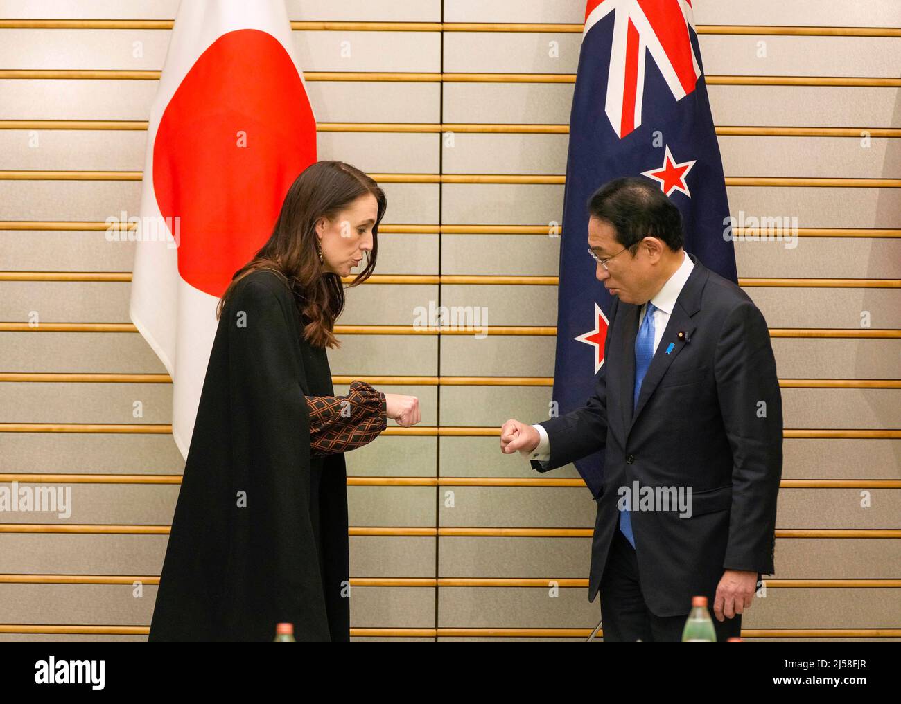 Tokyo, Japan. 21st Apr, 2022. New Zealand's Prime Minister Jacinda Ardern (L) meets with Japanese counterpart Fumio Kishida at the latter's official residence in Tokyo. Ardern arrived in Japan on 20 April 2022 for a four-day visit to Japan. Credit: SOPA Images Limited/Alamy Live News Stock Photo