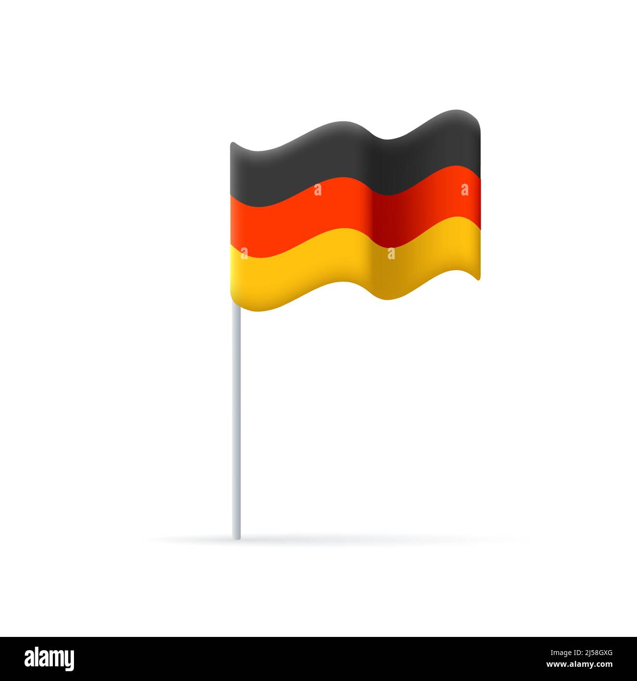 3d icon of a Germany flag curved on wind with a stick Stock Vector