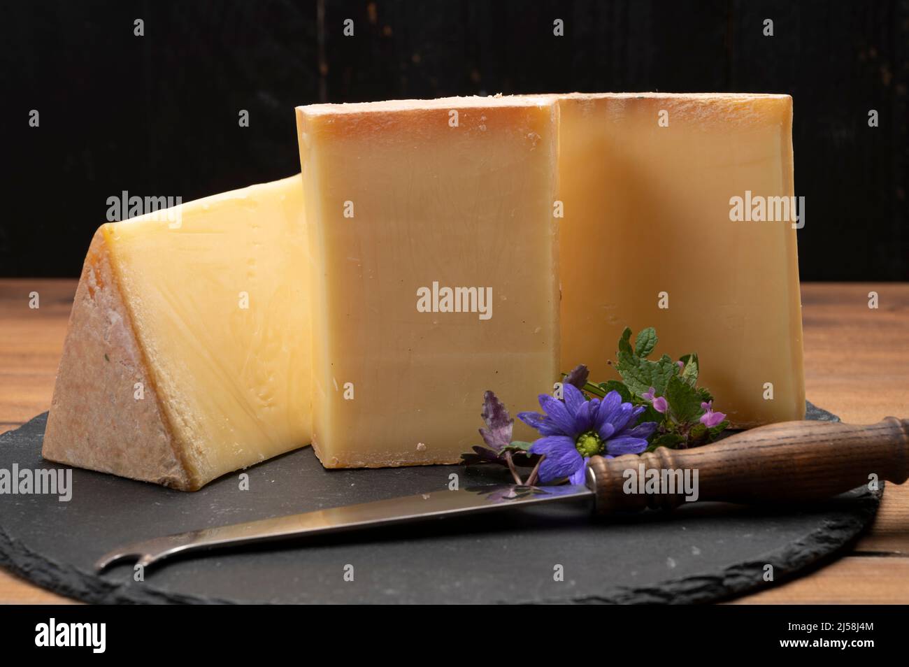 French cheese collection, comte cheese made from unpasteurized cow's