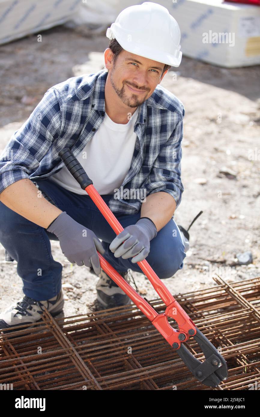 manual reinforcement of the foundation grid Stock Photo Alamy