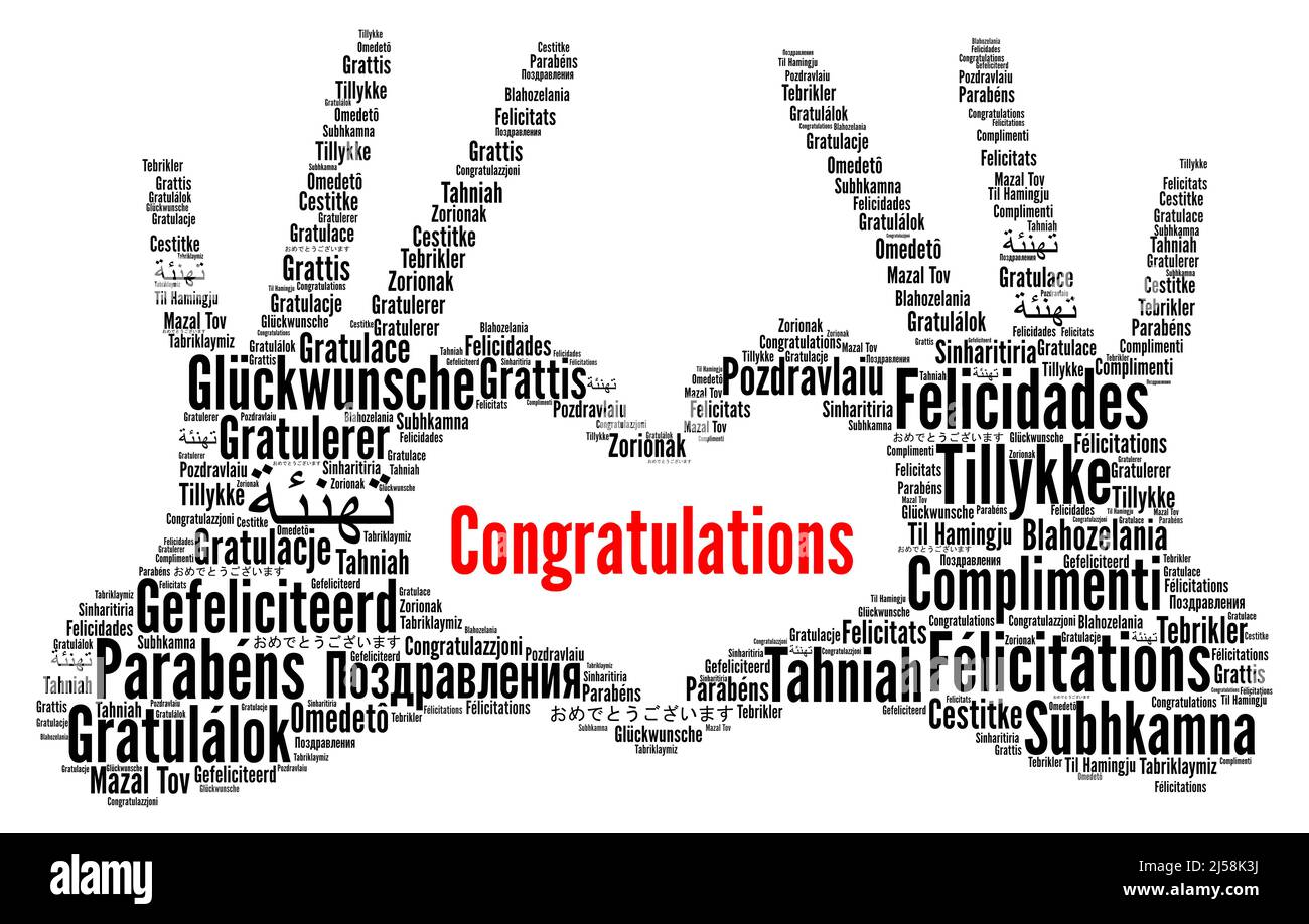 Congratulations in different languages word cloud Stock Photo Alamy