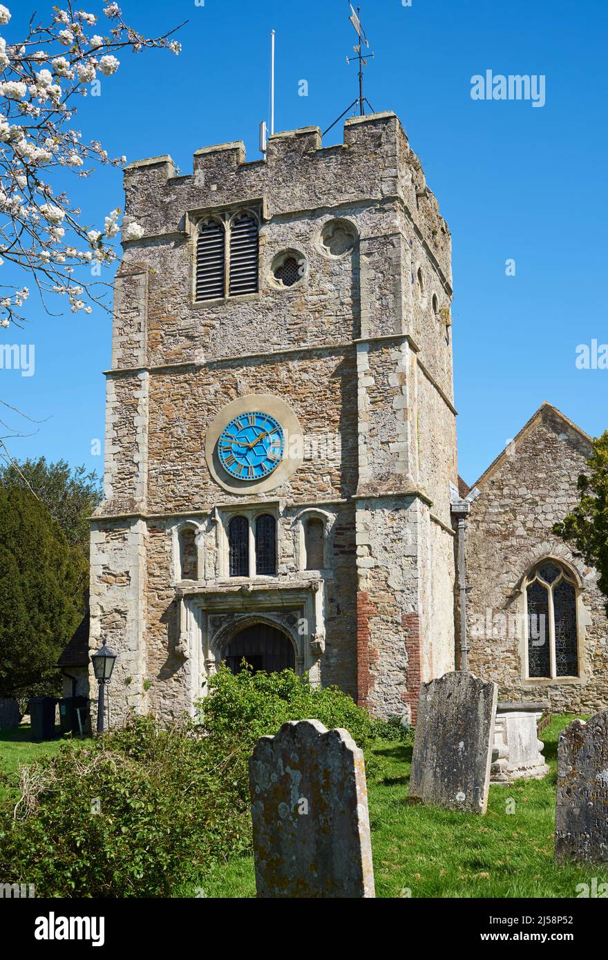The medieval church tower of St Peter and St Paul at Appledore, Kent, South East England Stock Photo