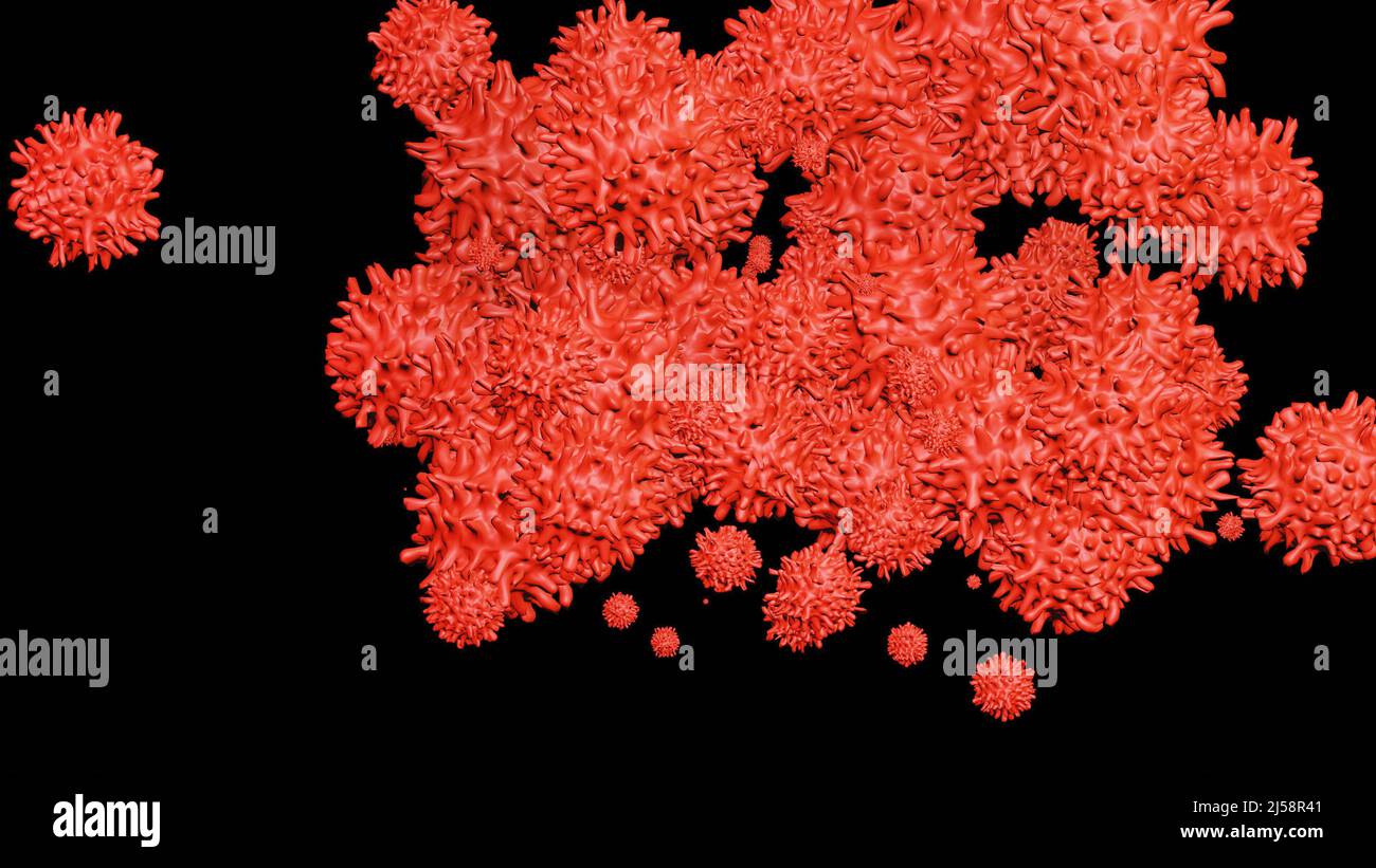 Covid-19. Coronavirus Sars Cov 2. Virus cells isolated . 3D render illustration. Stock Photo