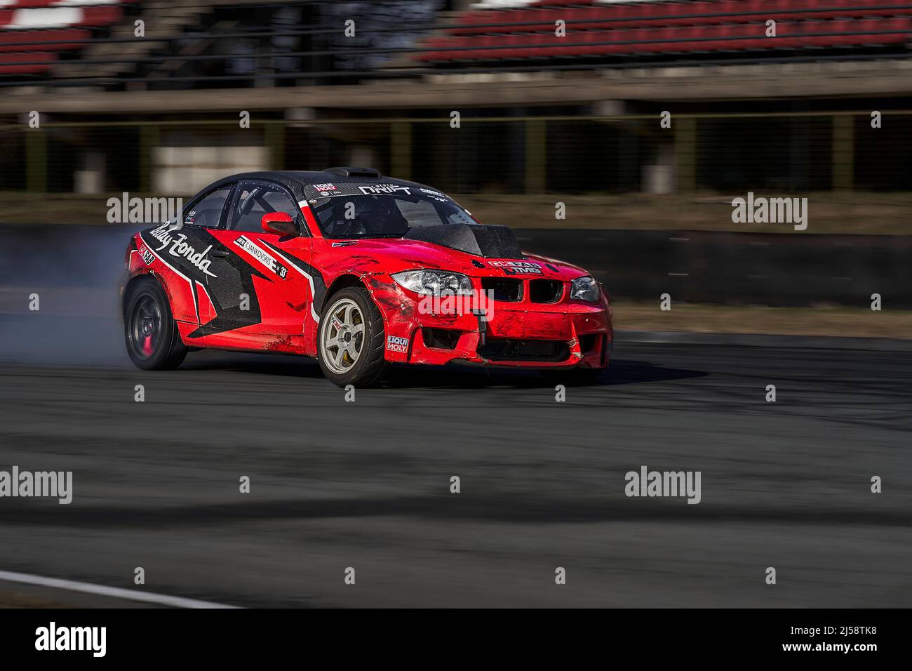 Car drifting image diffusion race drift car with lots of smoke from burning  tires on speed track Stock Illustration