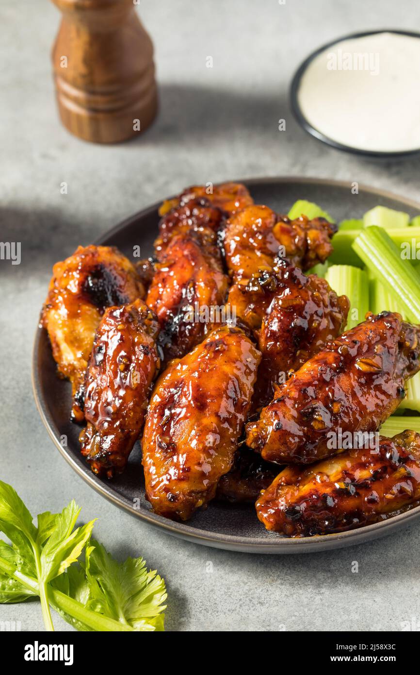 Homemade Asian Honey Garlic Chicken Wings with Dipping Sauce Stock Photo Alamy