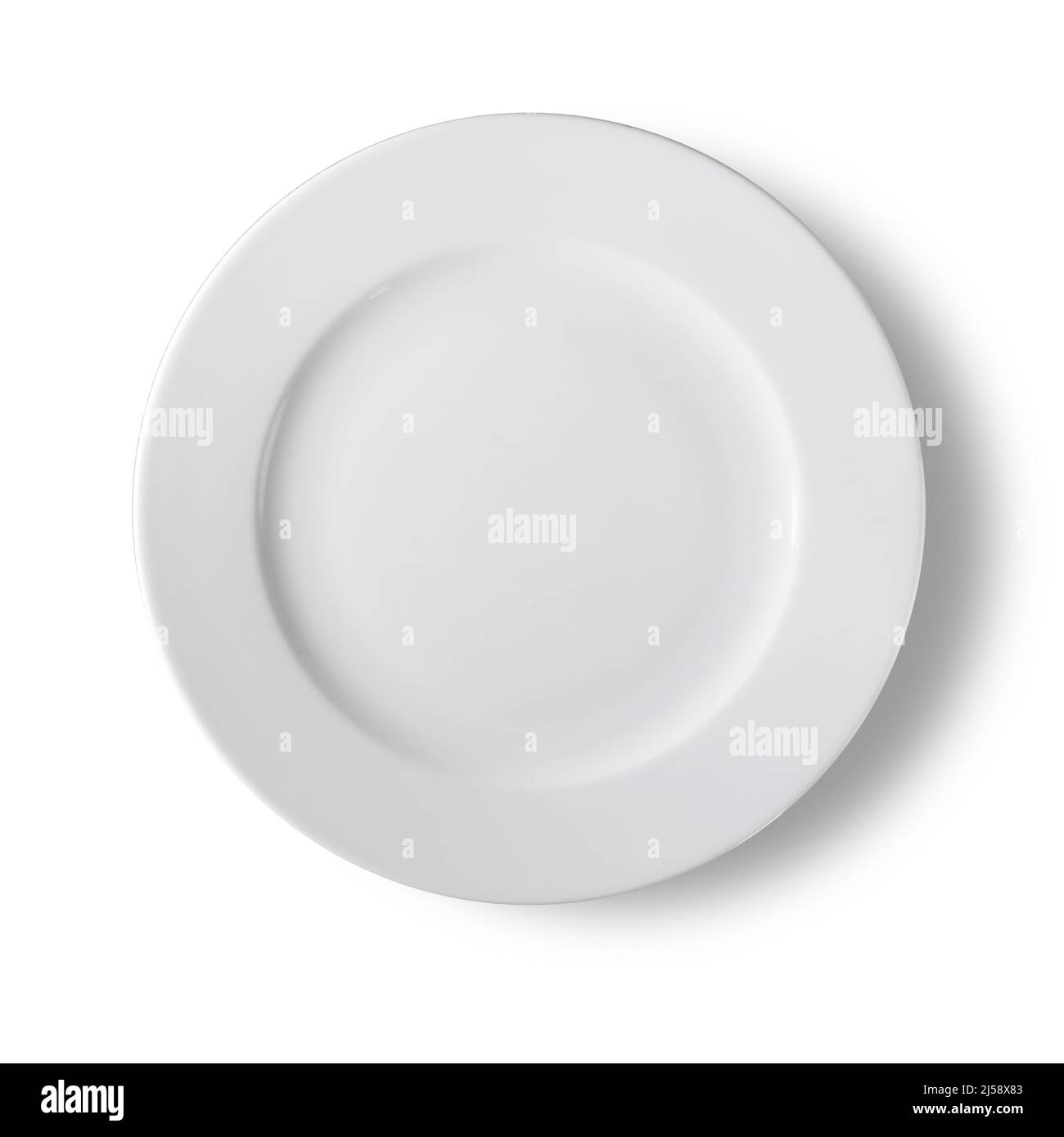White dinner plate on white with clipping path to remove shadow Stock Photo