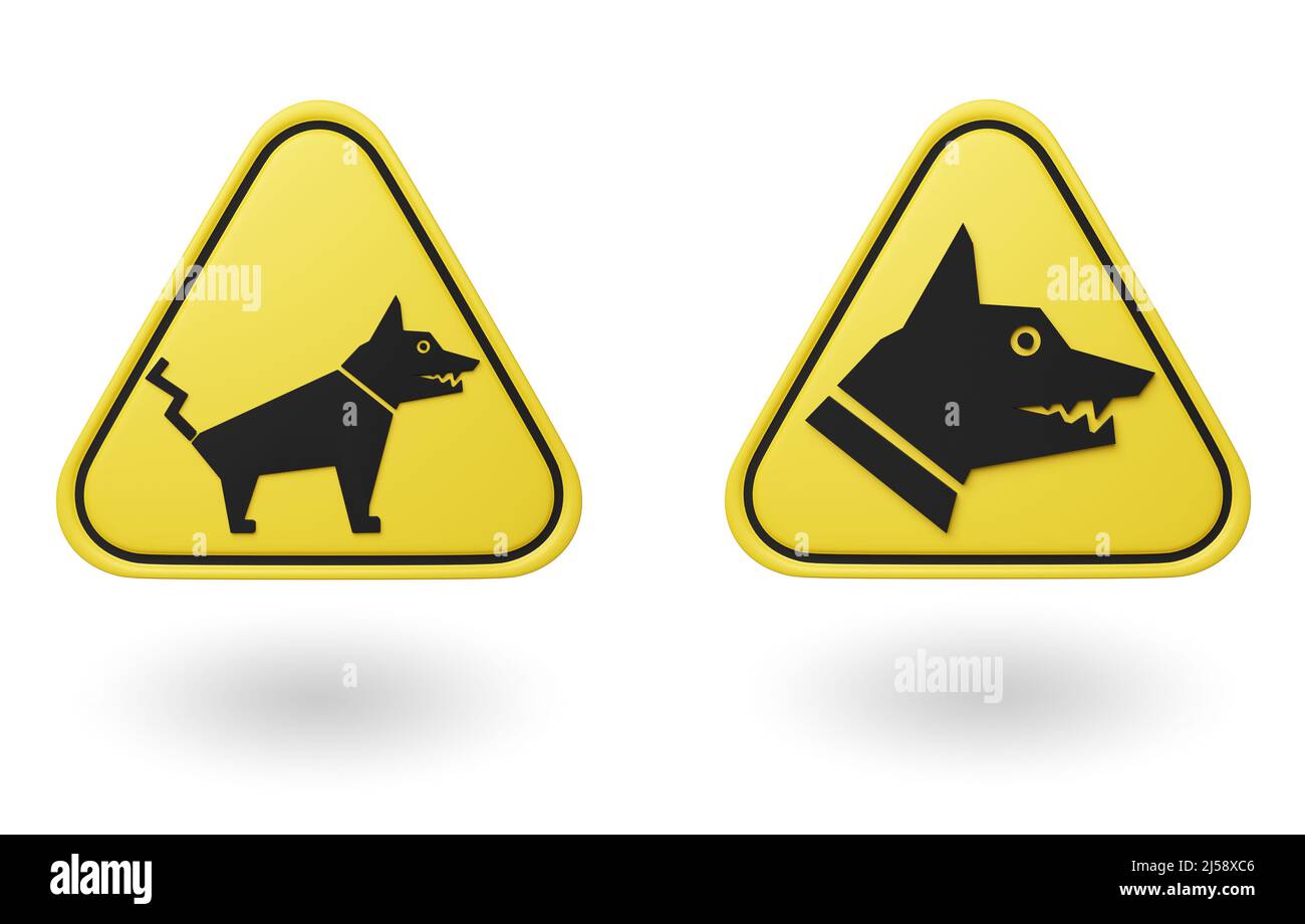 Caution angry dog sign - 3d render Stock Photo