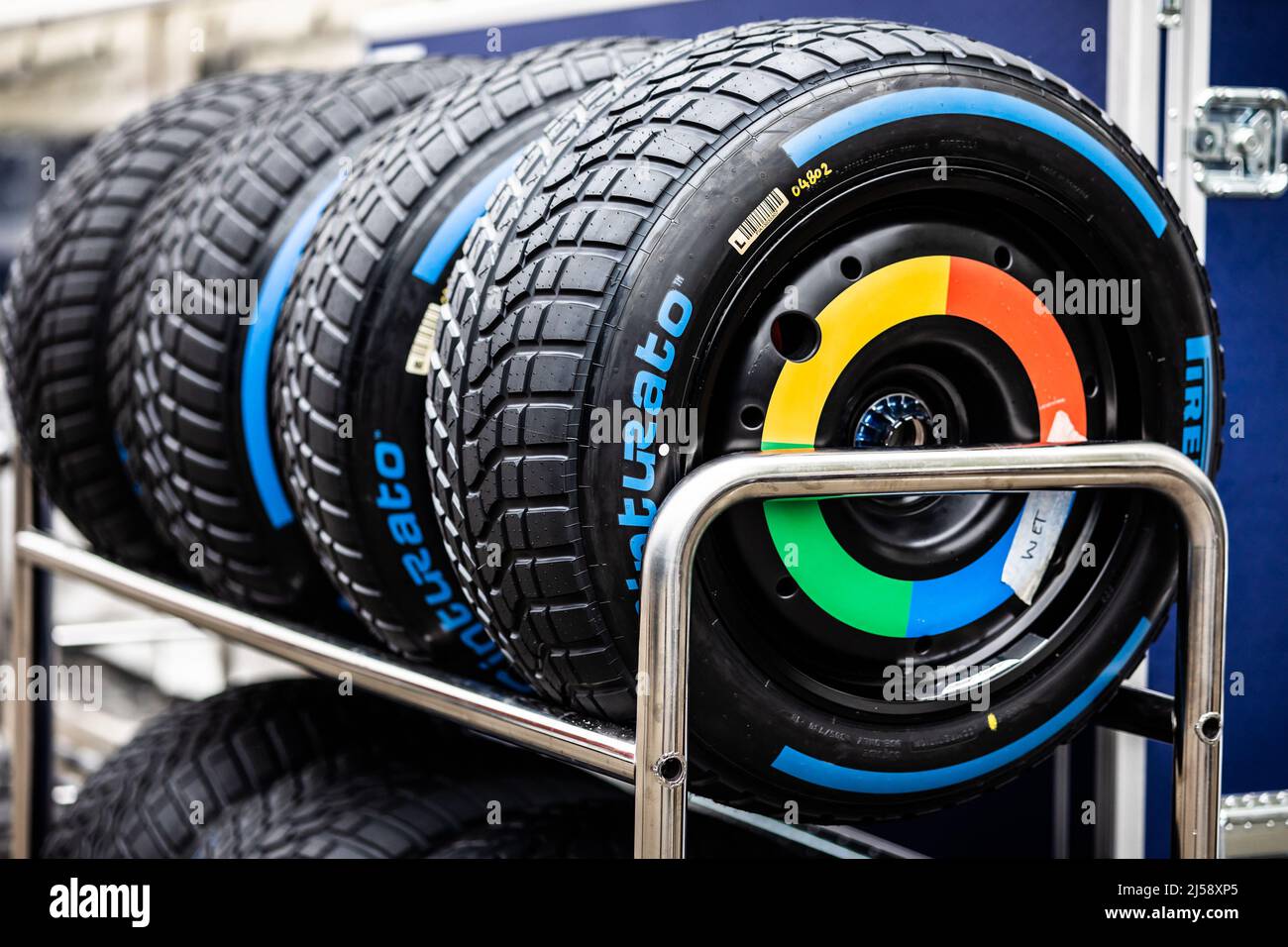 Pirelli wet tyres during the Formula 1 Grand Premio del Made in Italy e  dell'Emilia-Romagna 2022, 4th round of the 2022 FIA Formula One World  Championship, on the Imola Circuit, from April