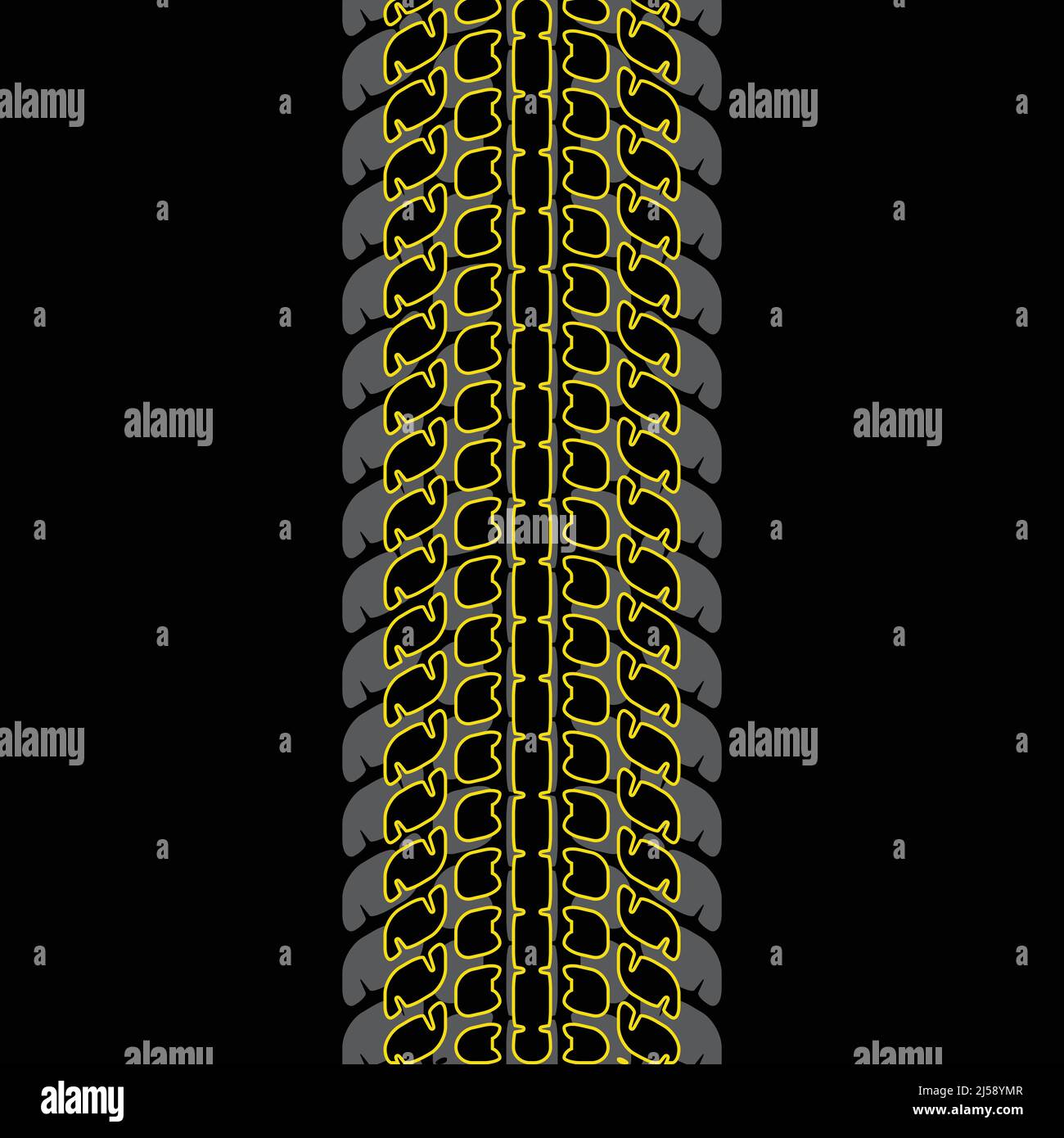 Tire tracks simple yellow outline background Stock Vector